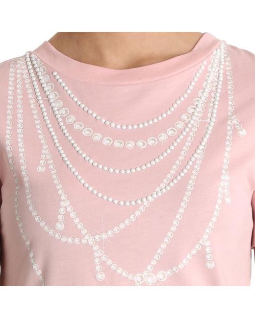 Moschino Pink T-Shirt With Round Neck And Short Sleeves