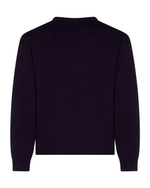 Jil Sander Blue V-Neck Long-Sleeved Jumper for men