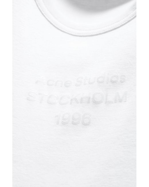 Acne White Logo-Print Ribbed Tank Top for men