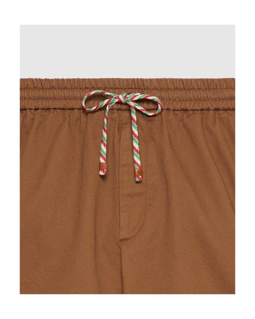 Gucci Brown Logo-Stamp Drawstring Shorts for men