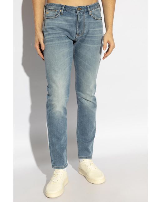 Emporio Armani Blue Jeans With Vintage Effect for men