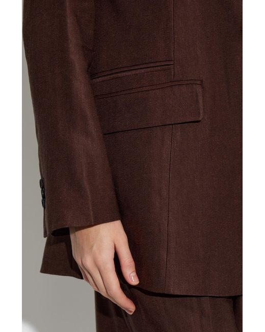 AllSaints Brown Lapel Long-Sleeved Suit Jacket