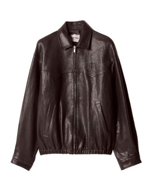 Miu Miu Brown Zip-Up Blouson Jacket