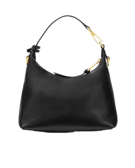 Versace Black Logo Plaque Zipped Shoulder Bag