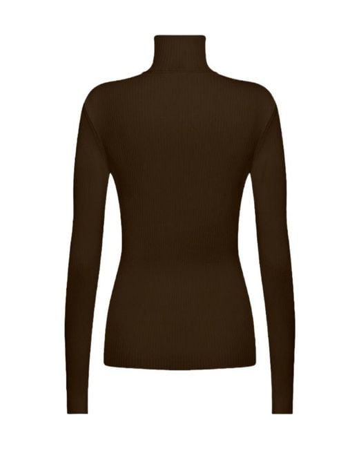 Wolford Brown Fine-Rib Turtleneck Top