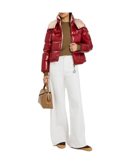 Moncler Red Niveole Padded Hooded Nylon Jacket