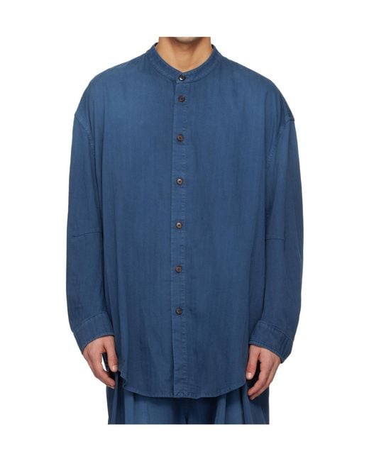 Hed Mayner Blue Long-Sleeved Denim Shirt for men