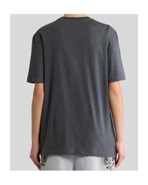 Etro Black Cotton Jersey T-Shirt With Placed Giraffe Print