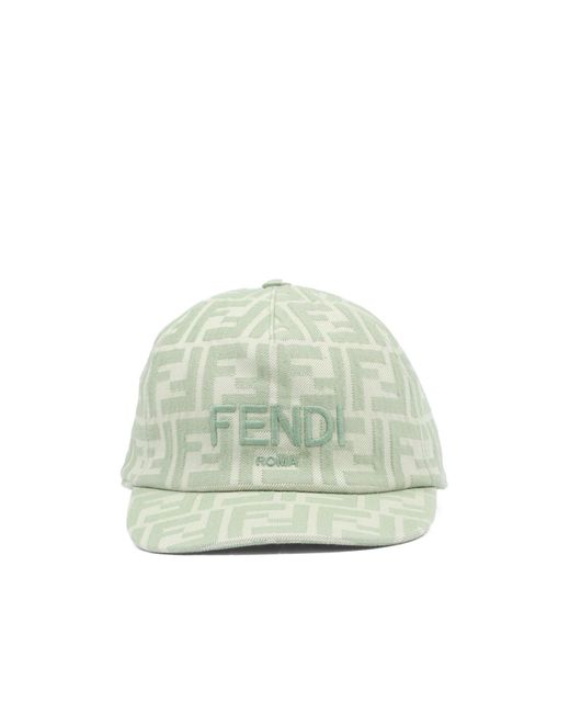 Fendi Green Logo-Pattern Cap