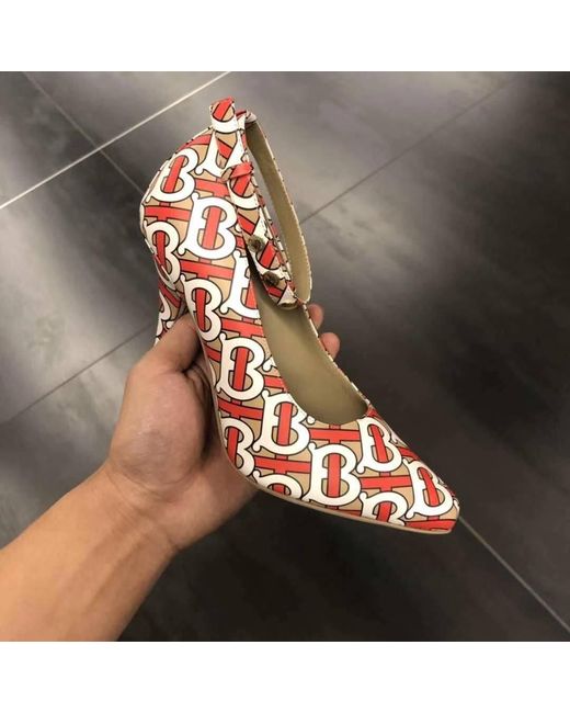 Burberry Pink Tb Monogram Print Pumps