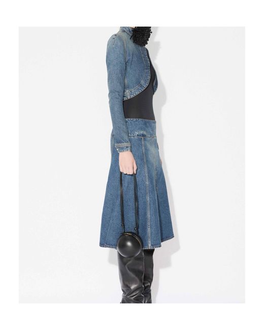 Alaïa Blue Alaïa Denim Slit Skirt