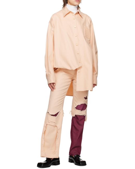 Raf Simons Pink Logo-Patch Oversized Shirt