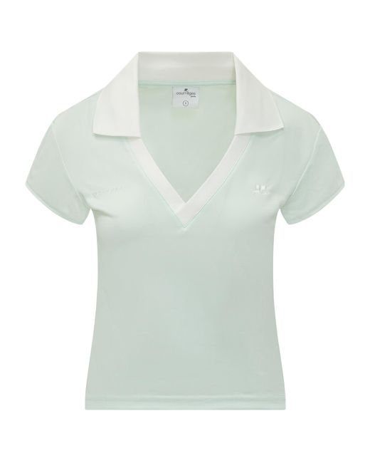 Courreges Green Courrèges Sports Cropped V-Neck T-Shirt
