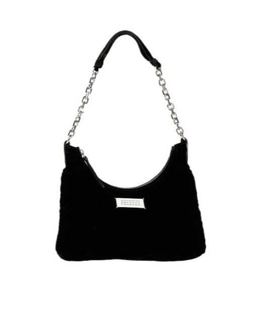 Maison Margiela Black Velvet Medium-Sized Single-Shoulder Bag