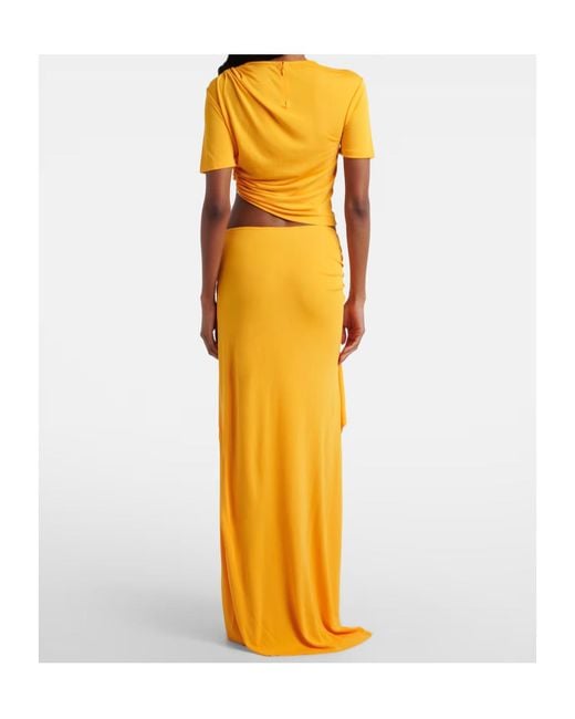 Christopher Esber Yellow Embellished Pleated Long Skirt