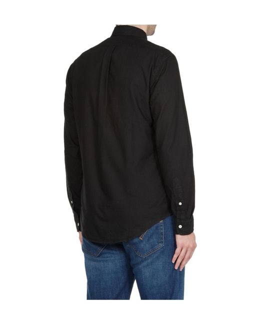 Ralph Lauren Black Polo Logo Embroidered Shirt for men