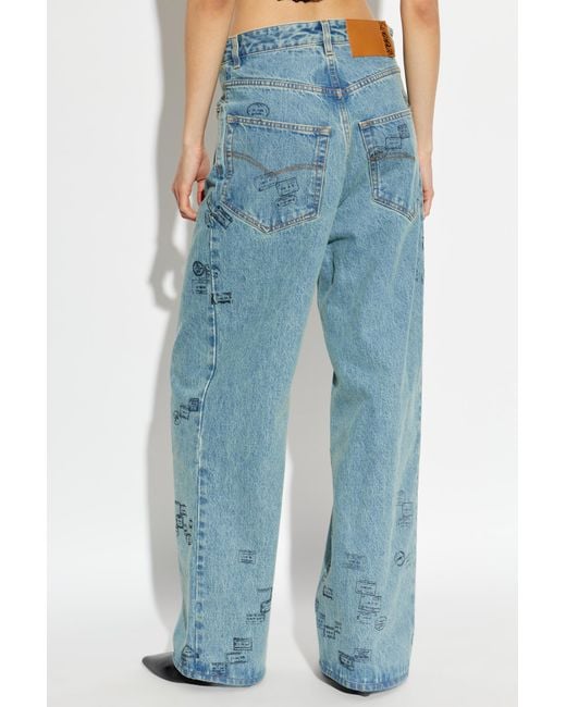 Vetements Blue Stamp Print Wide-Leg Jeans