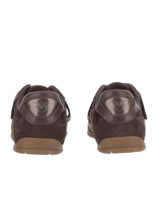 Pinko Brown Round-Toe Sneakers
