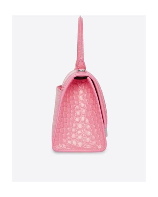 Balenciaga Pink Hourglass S Embossed Shoulder Bag