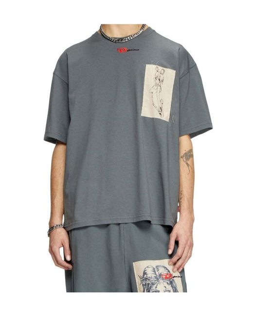 DIESEL Gray X Damiano David T-Boxt T-Shirt for men
