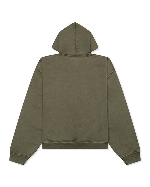 Represent Green Logo Embroidered Long Sleeved Hoodie for men