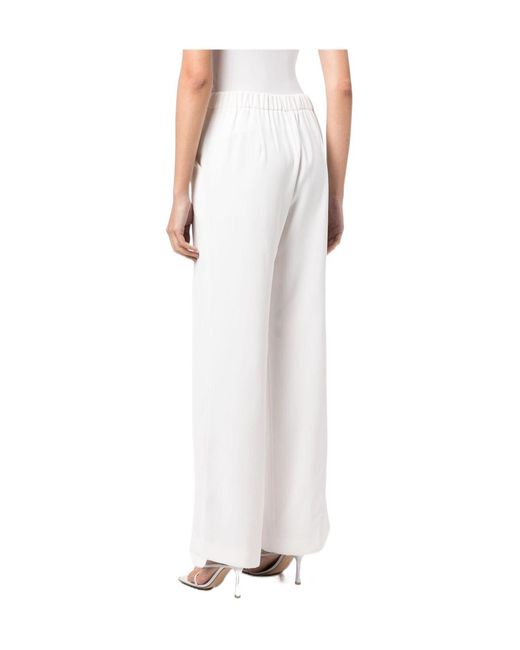 P.A.R.O.S.H. White Mid-Rise Straight-Leg Trousers