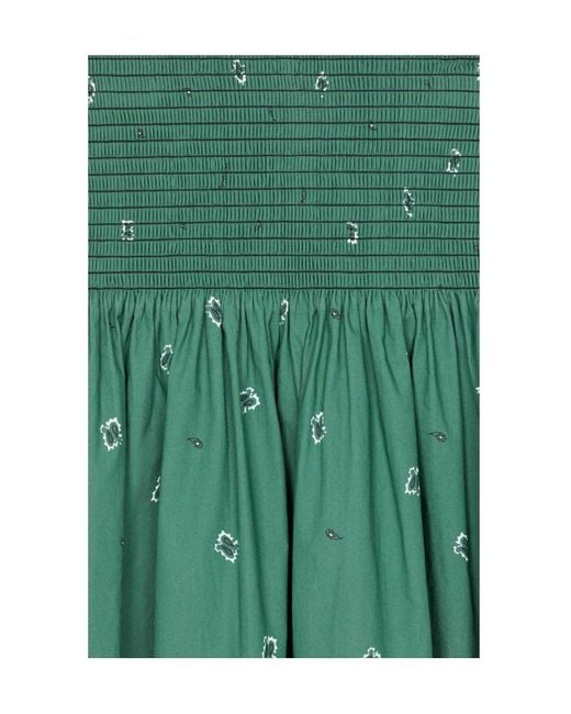 KENZO Green Smocked Bandana-Print Mini Skirt