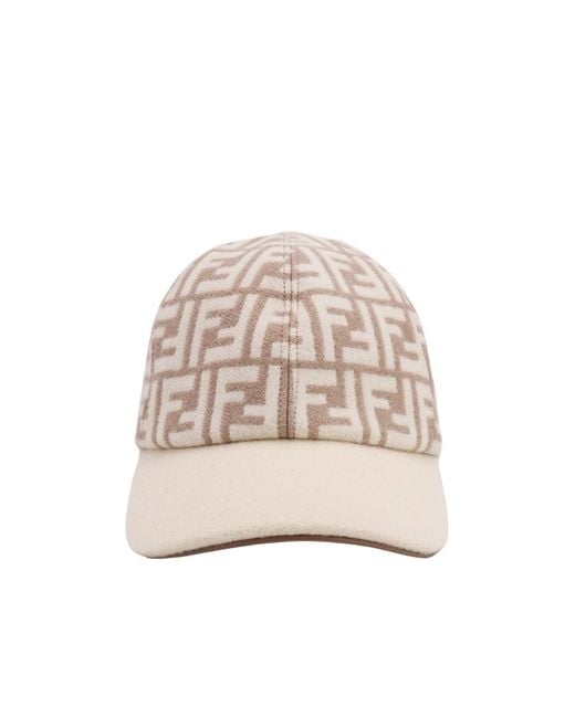 Fendi Natural Ff Motif Raffia Baseball Cap