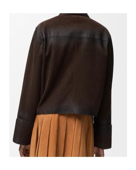 Loewe Brown Suede Sheepskin Leather Fold-Over Jacket