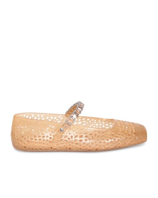 Jimmy Choo Natural Perforated Embellished Ballerina Flats