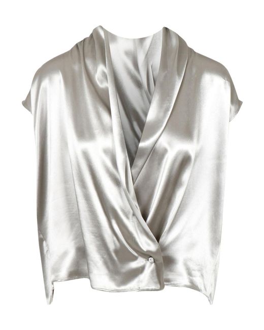 Alberta Ferretti Gray Pleated Shirt
