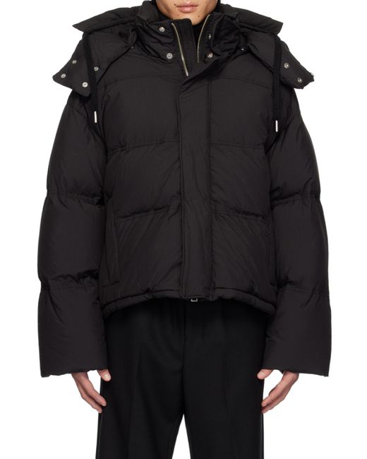 AMI Black Down Jacket With Detachable Hood for men