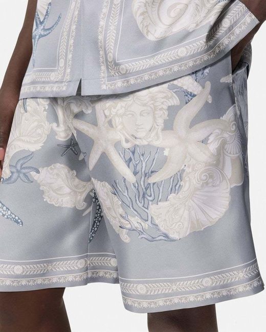 Versace Gray Barocco Sea Printed Elasticated Waistband Shorts for men