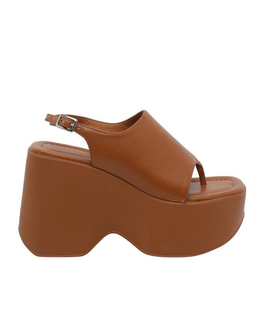 Vic Matié Brown Platform Peep-Toe Heeled Sandals
