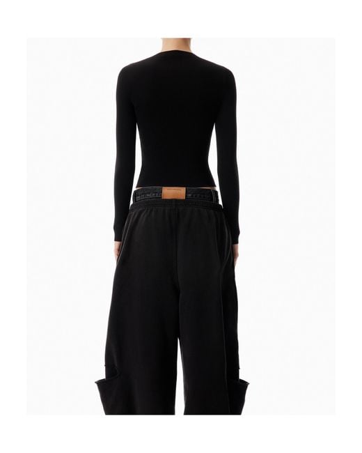 Alexander Wang Black Logo Ribbed Long-Sleeved T-Shirt