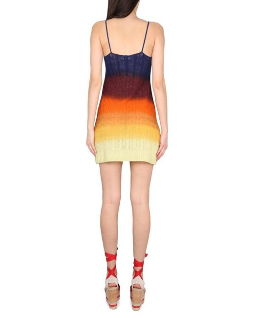 Etro Orange Spaghetti Strap Knitted Mini Dress