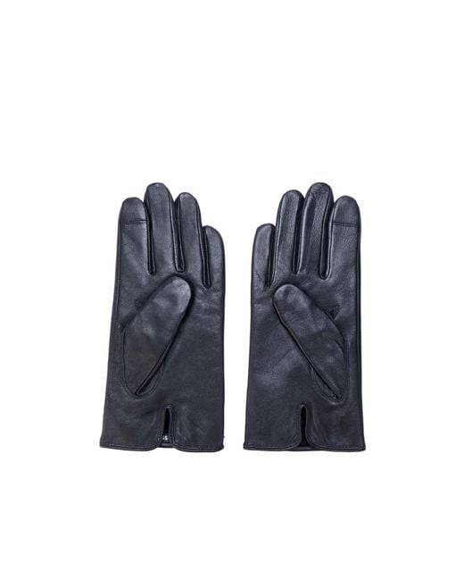 Boss Blue Leather Gloves for men