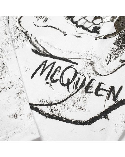 McQueen White Skull Print T-Shirt for men