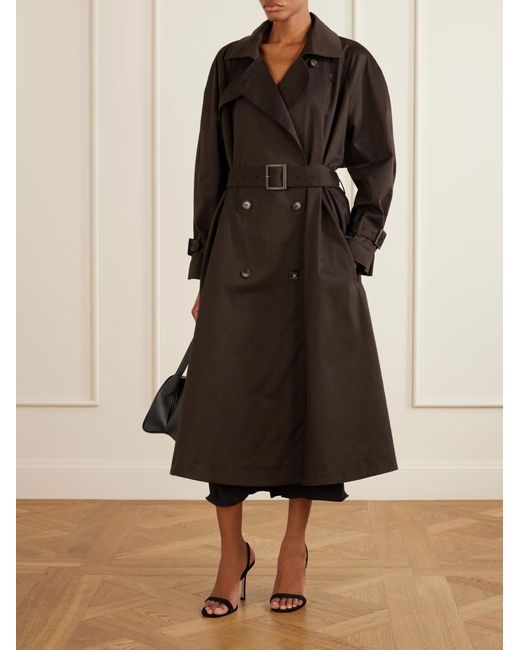 Nour Hammour Black Double-Breasted Trench Coat