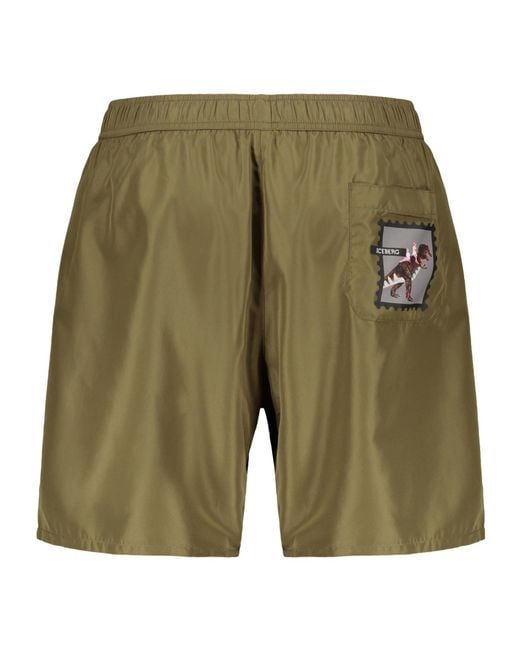 Iceberg Green Stamp Print Swim Shorts for men