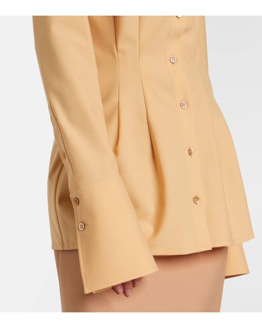 Mugler Natural Pleated Button-Down Shirt