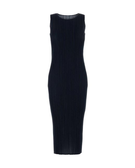 Pleats Please Issey Miyake Blue Pleats Please Issey Miyake Sleeveless Pleated Dress