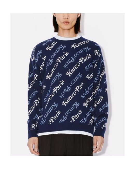 KENZO Blue All-Over Monogram Printed Jumper for men