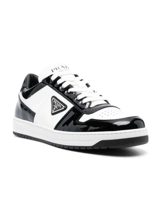 Prada White Downtown Triangle-Logo Sneakers for men