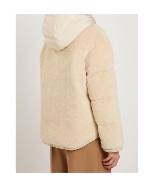 Moncler Natural Ciboulette Braided-Trim Padded Fleece Parka Coat