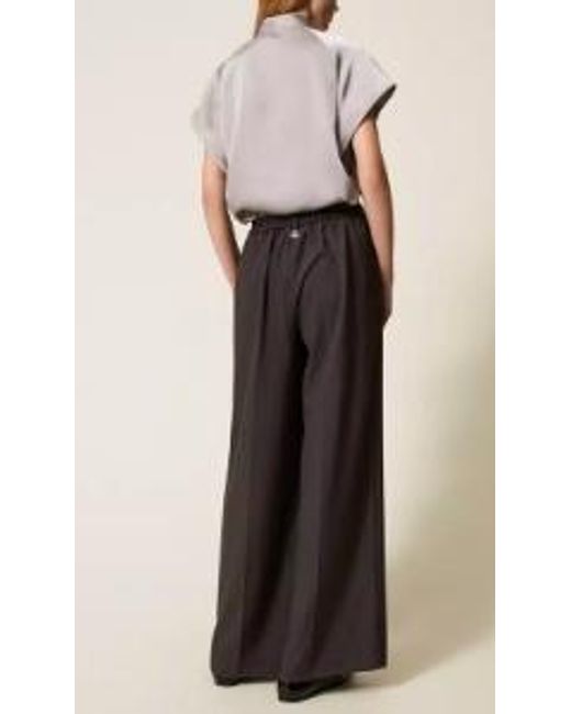 Twinset Gray Palazzo Pleats Trousers