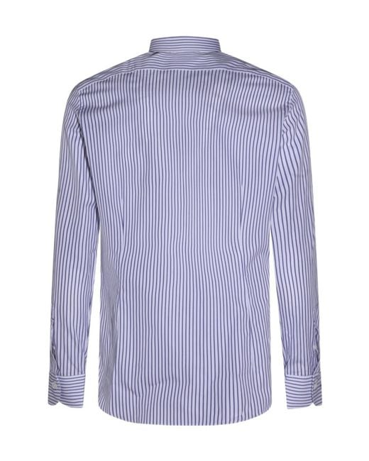 Mazzarelli Blue Striped Shirt for men