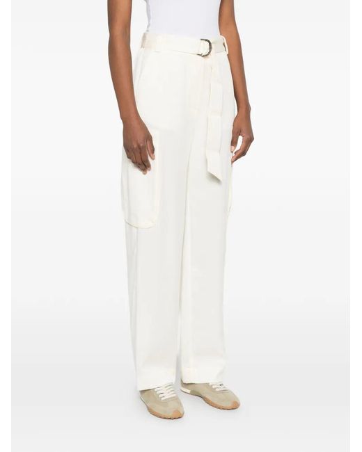 Twinset White Cargo-Pocket Straight Trousers