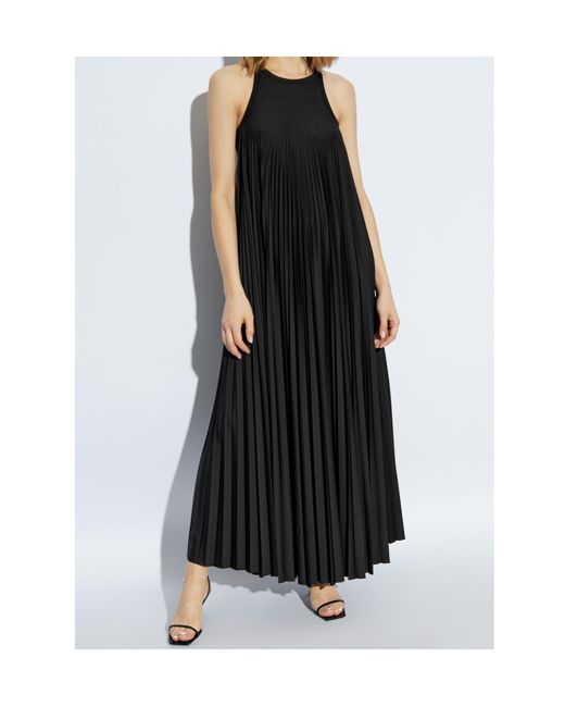 Sportmax Black Pleated Cut-Out Sleeveless Dress