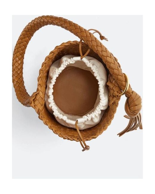 Bottega Veneta Brown Logo Knitted Bucket Shoulder Bag